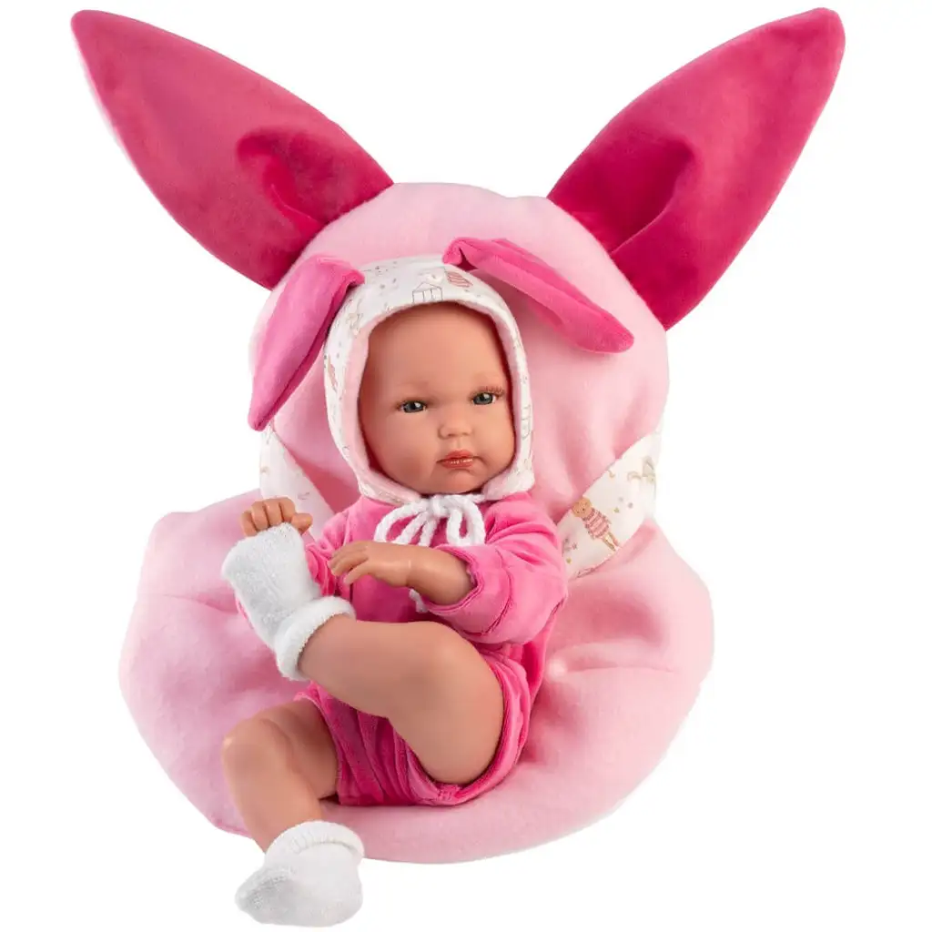 imagen de Llorens: Bimba muñeca recién nacida con portabebés de conejito rosa 35cm 1