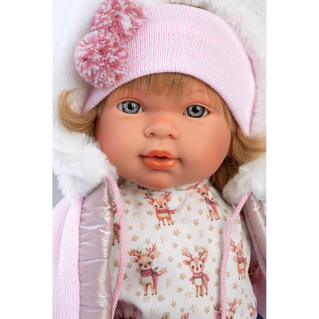 imagen de Llorens: Carla muñeca llorona de 42 cm con chupete en falda azul 3
