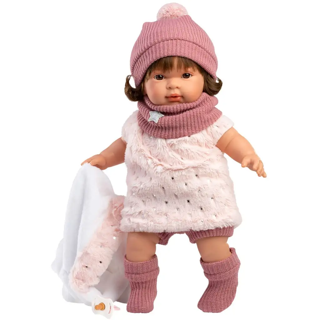 imagen de Llorens: Carla muñeca llorona de 42 cm con chupete en vestido estrellado 2