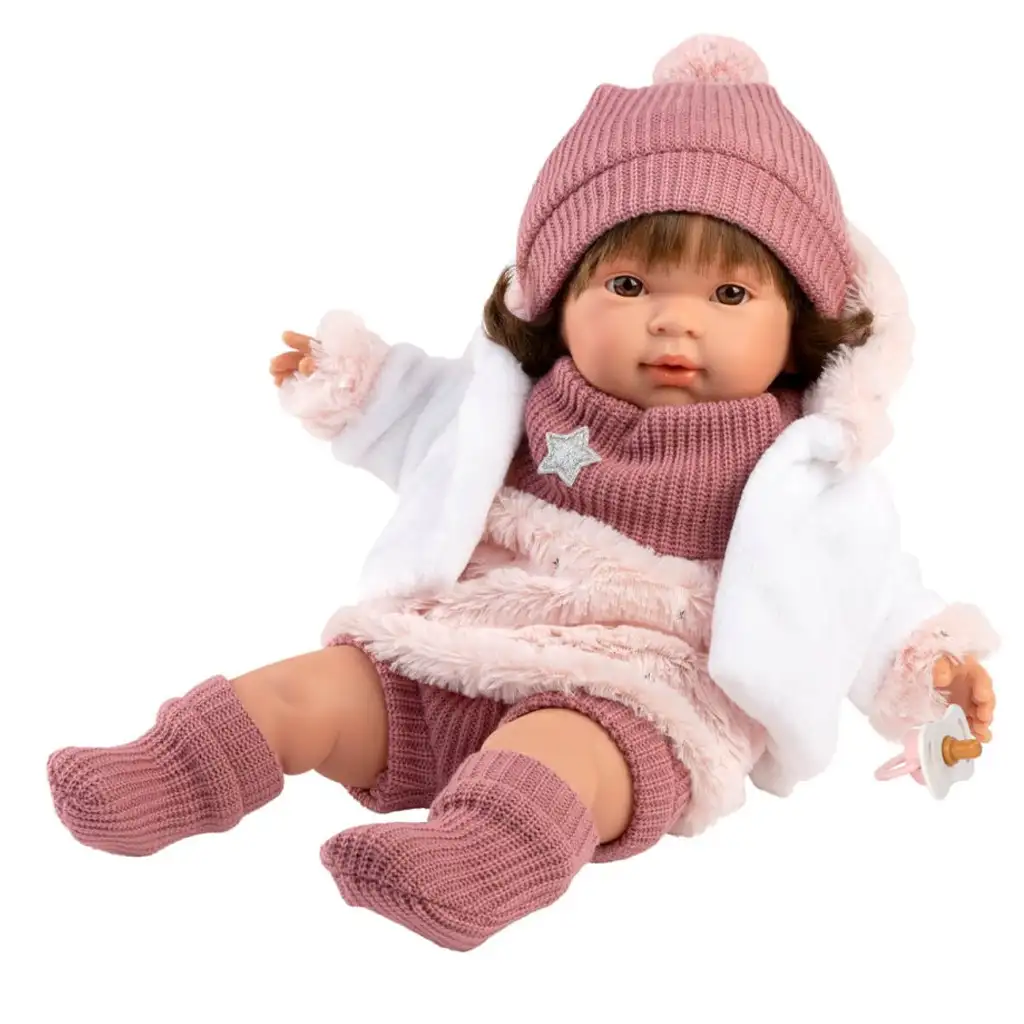 imagen de Llorens: Carla muñeca llorona de 42 cm con chupete en vestido estrellado 3