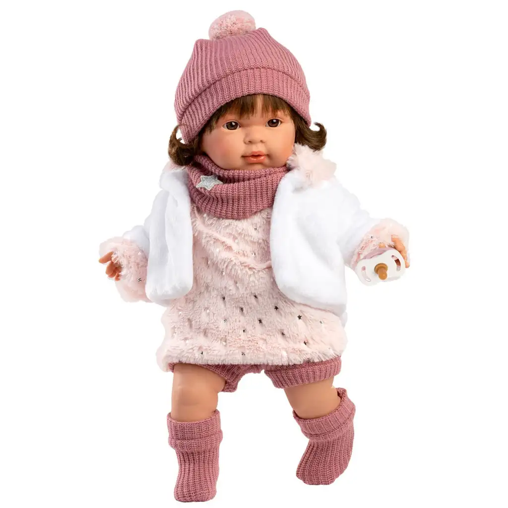 imagen de Llorens: Carla muñeca llorona de 42 cm con chupete en vestido estrellado 1