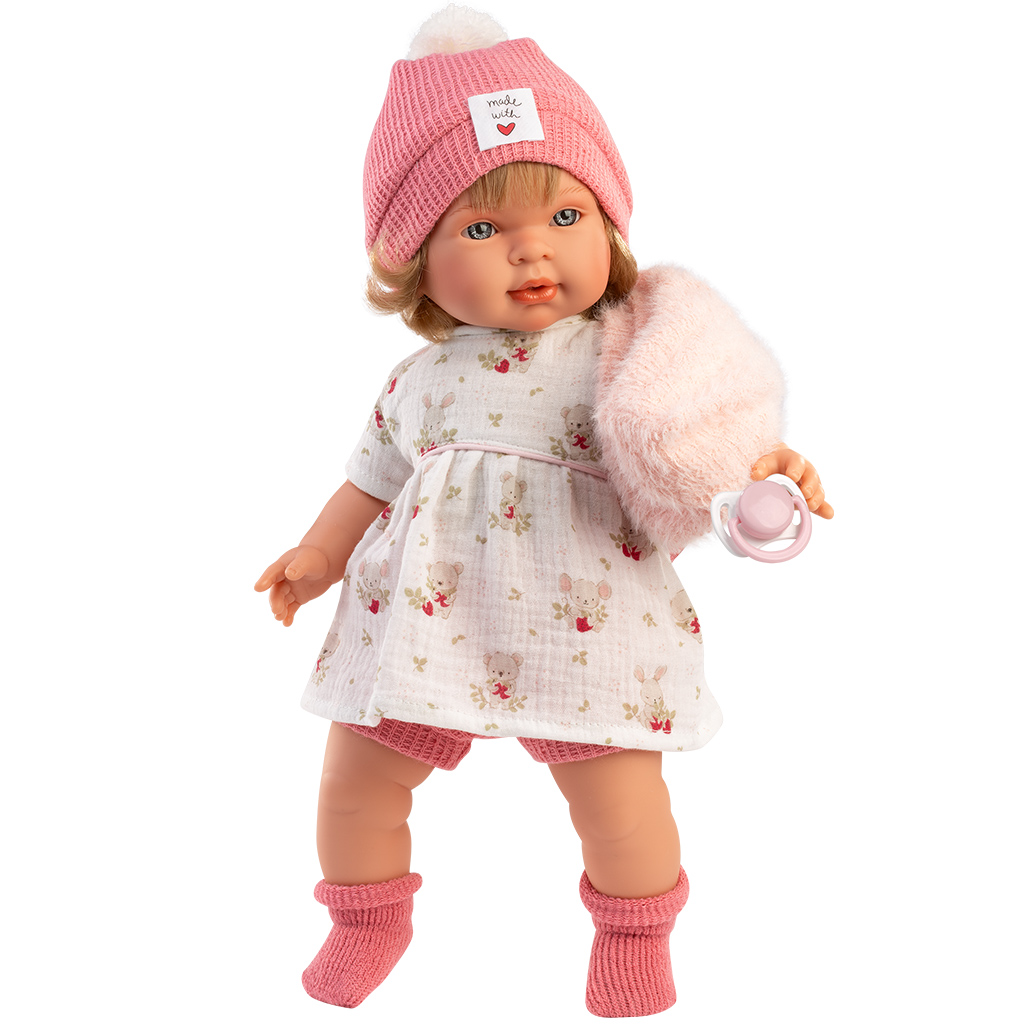 imagen de Llorens: Carla muñeca llorona de 42 cm con chupete y gorro con corazones 2