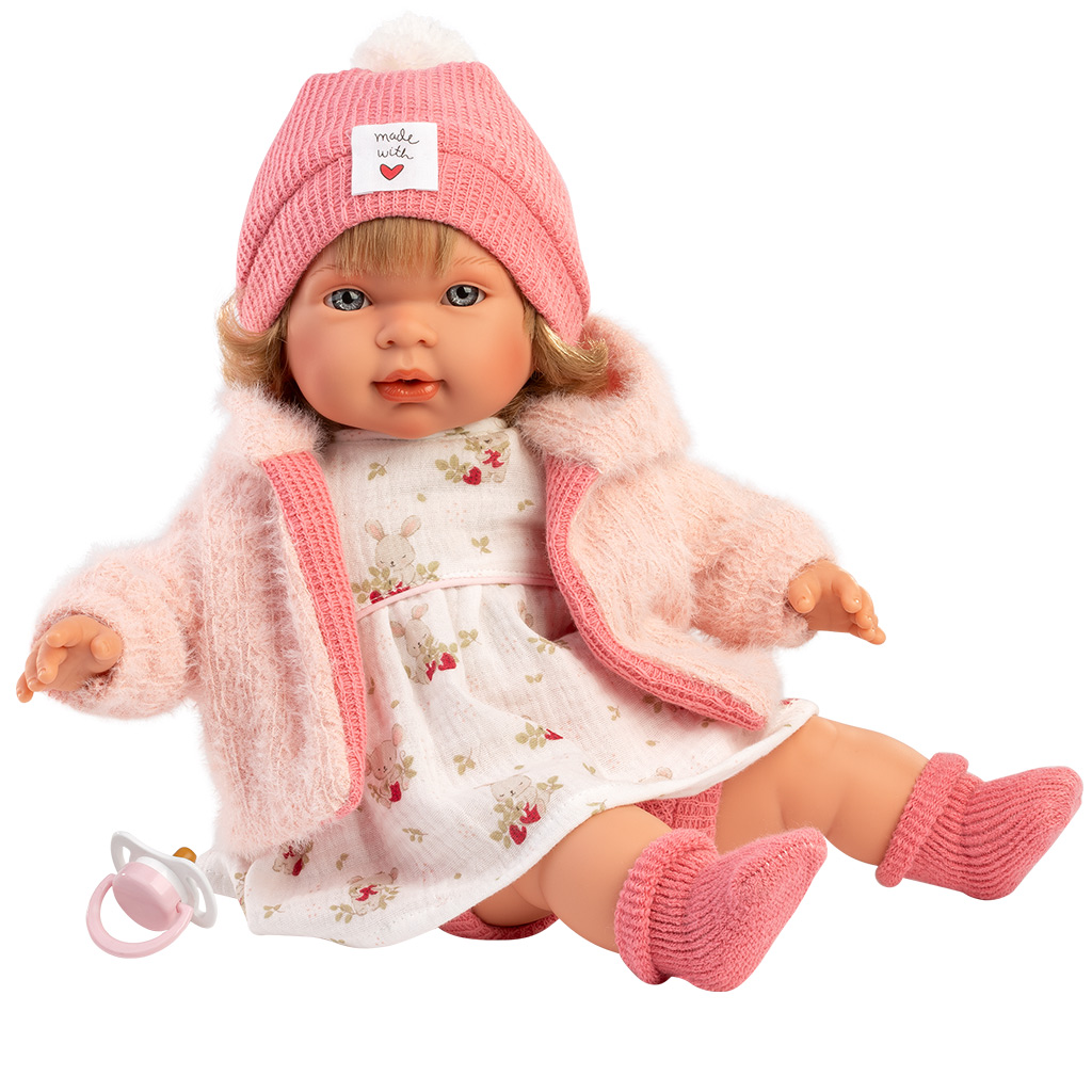 imagen de Llorens: Carla muñeca llorona de 42 cm con chupete y gorro con corazones 3
