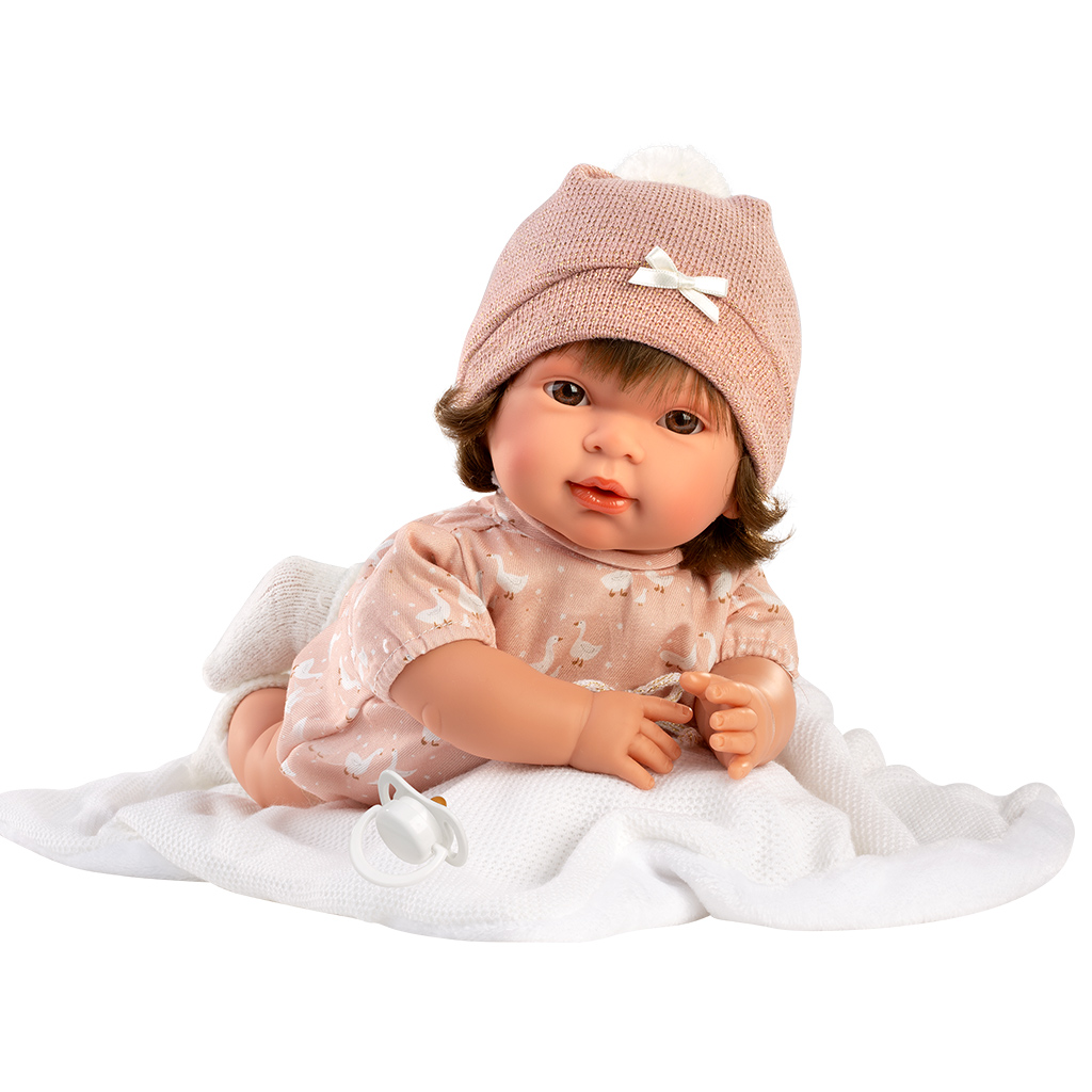 imagen de Llorens: Carla muñeca llorona de 42 cm con chupete y manta blanca 2