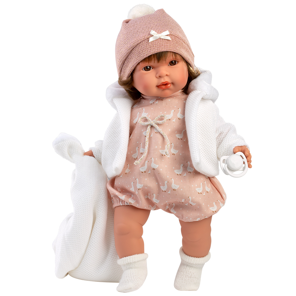 imagen de Llorens: Carla muñeca llorona de 42 cm con chupete y manta blanca 1