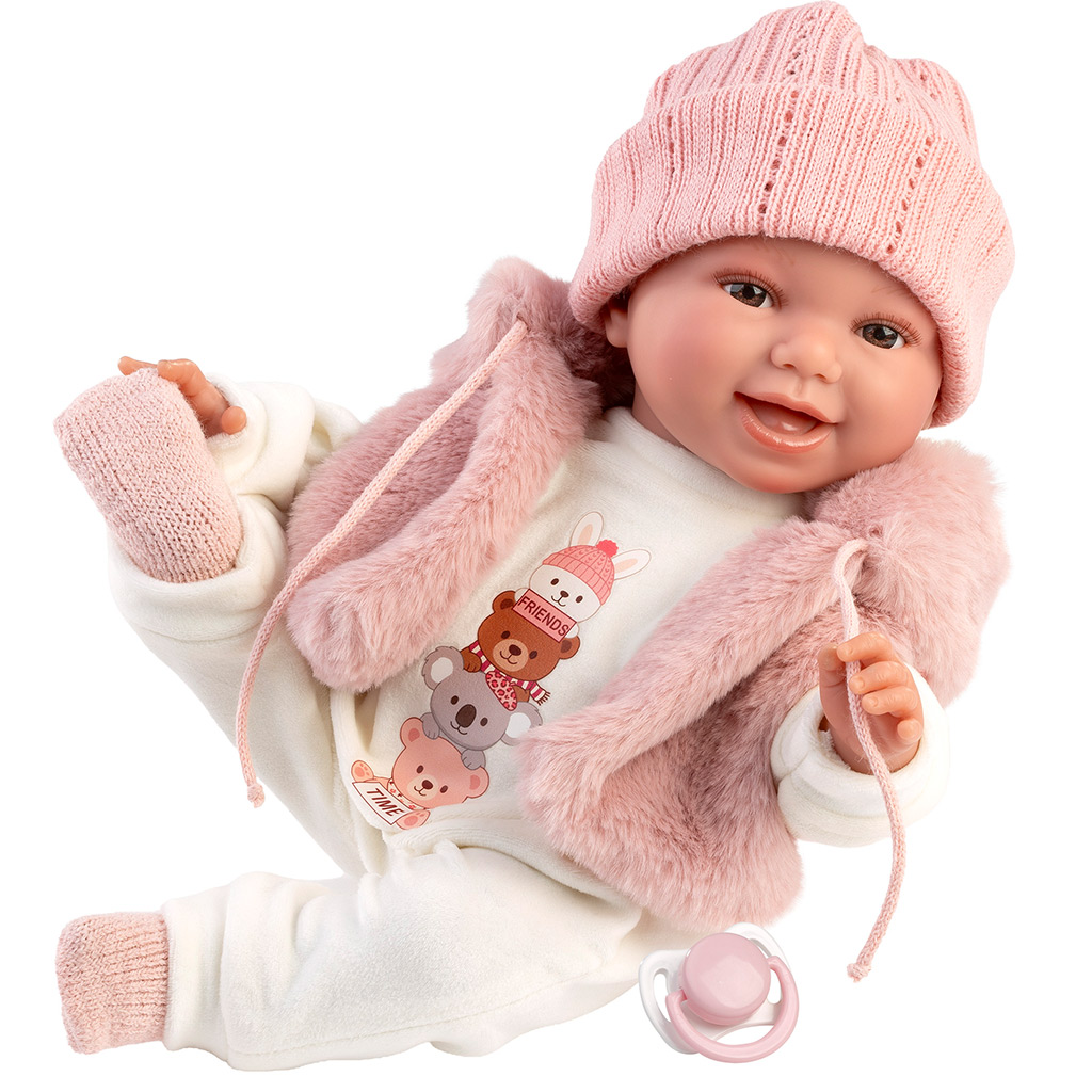 imagen de Llorens: Chloe muñeca llorona de 38 cm con chaleco rosa 2