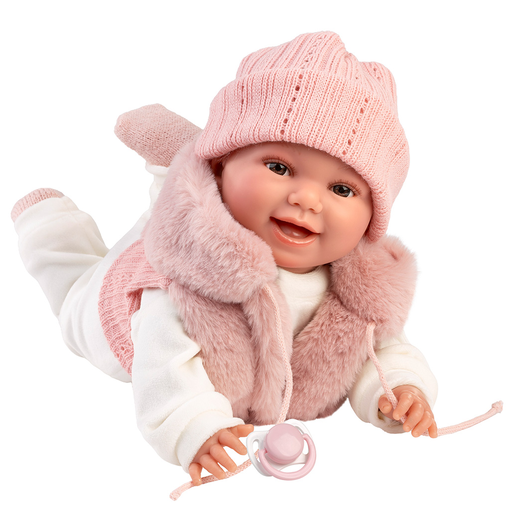 imagen de Llorens: Chloe muñeca llorona de 38 cm con chaleco rosa 3