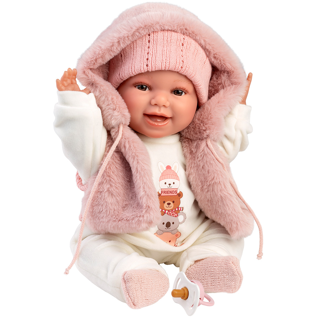 imagen de Llorens: Chloe muñeca llorona de 38 cm con chaleco rosa 1