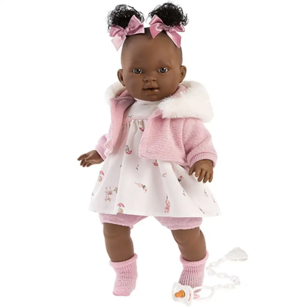 imagen de Llorens: Diara muñeca llorona de 38cm en vestido rosa 1