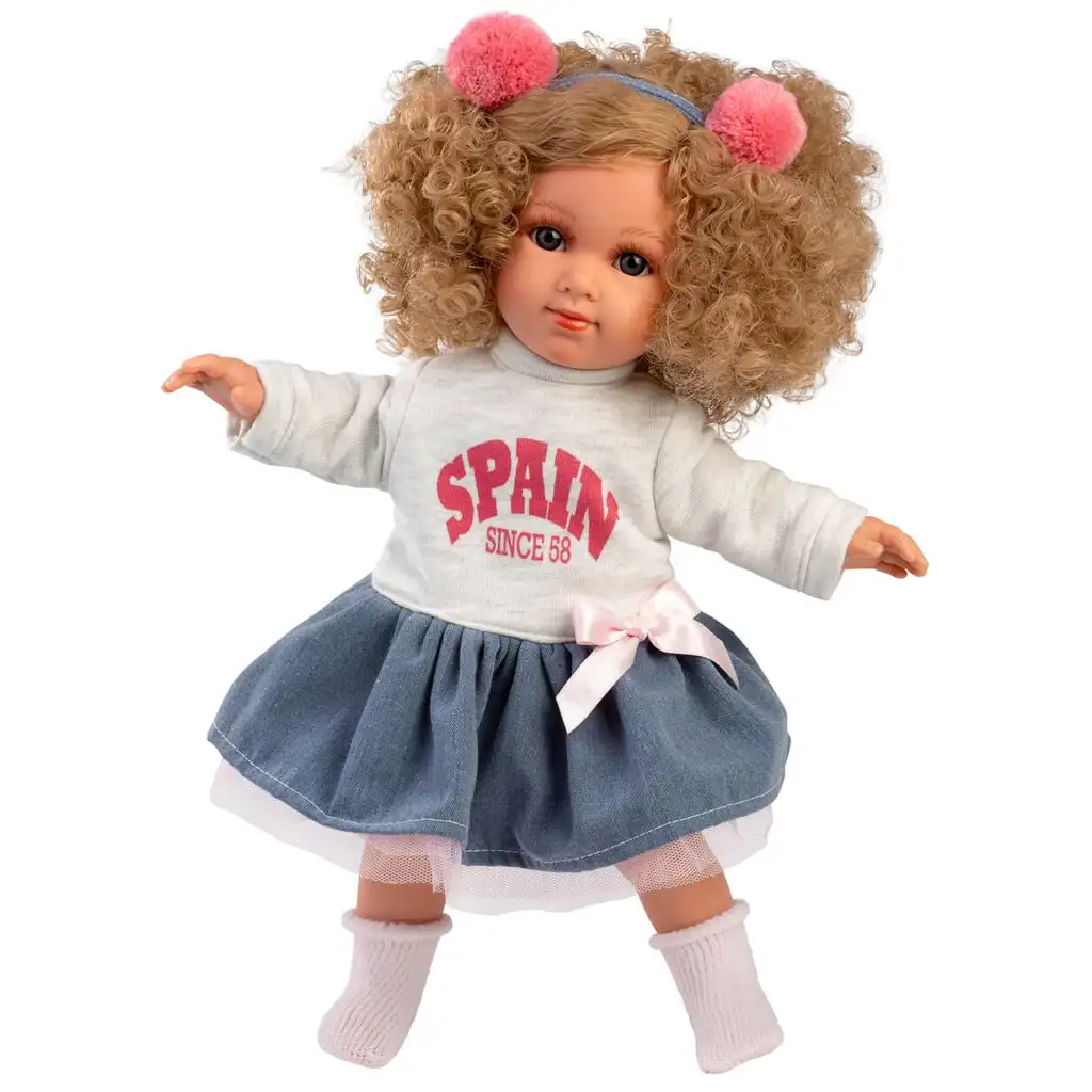 imagen de Llorens: Elena muñeca de 35 cm con cabello rizado en falda 3
