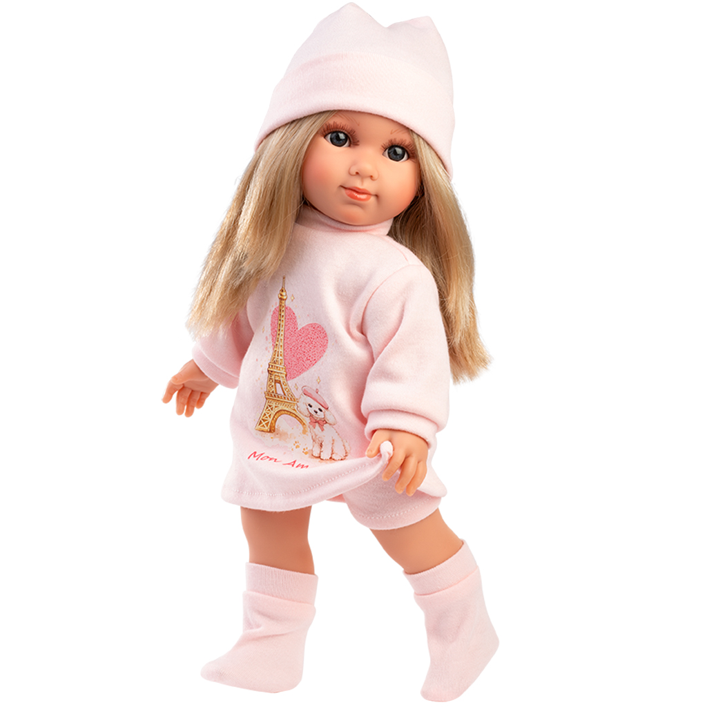 imagen de Llorens: Elena muñeca de 35 cm con gorro rosa 2