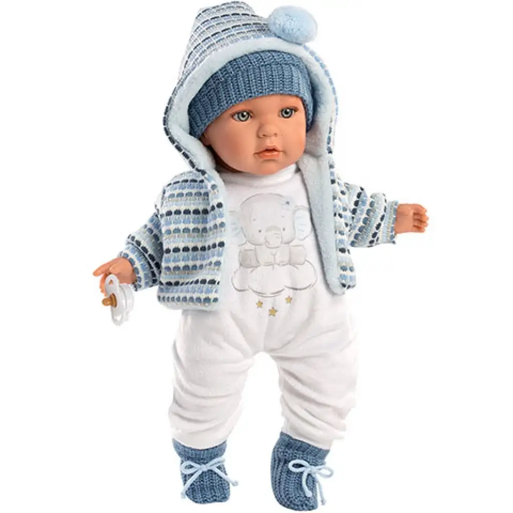 imagen de Llorens: Enzo muñeco llorón de 42cm con ropa de elefantes 1