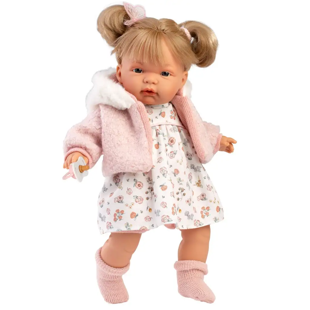imagen de Llorens: Joelle muñeca de 38 cm con sonido en vestido de flores 1