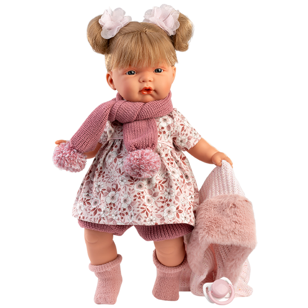 imagen de Llorens: Joelle muñeca llorona de 38 cm con bufanda con pompones 2