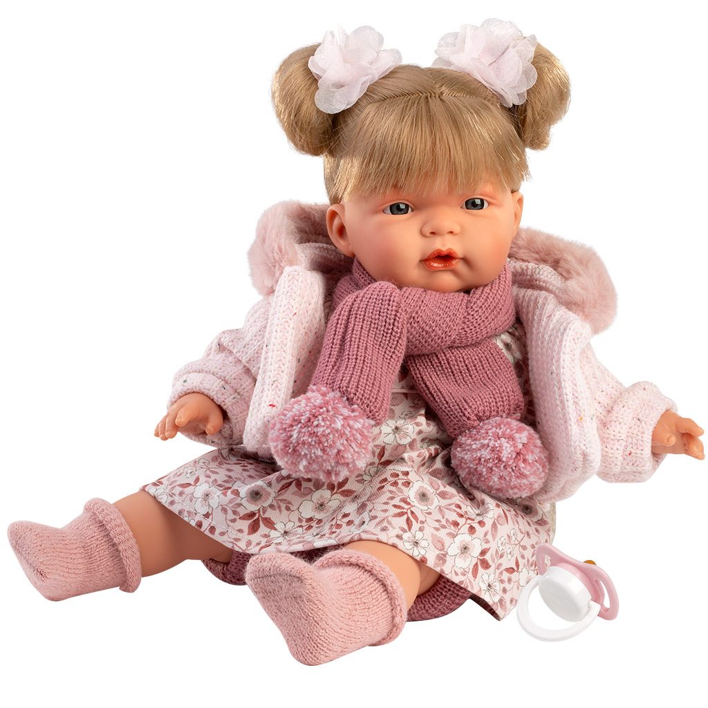 imagen de Llorens: Joelle muñeca llorona de 38 cm con bufanda con pompones 3