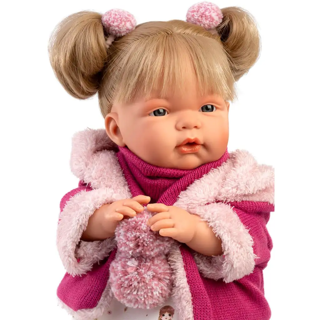 imagen de Llorens: Joelle muñeca llorona de 38 cm con chupete en abrigo rosa 3