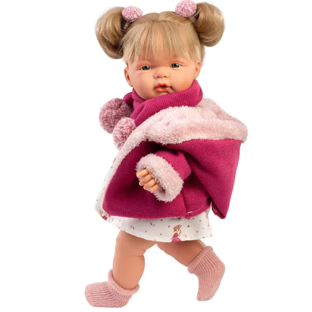 imagen de Llorens: Joelle muñeca llorona de 38 cm con chupete en abrigo rosa 4