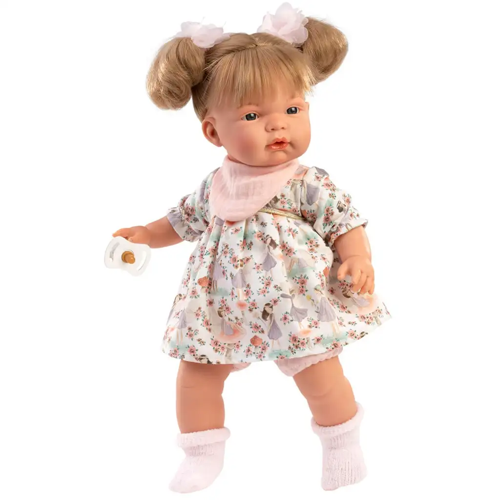 imagen de Llorens: Joelle muñeca llorona de 38 cm con chupete en vestido de verano 2