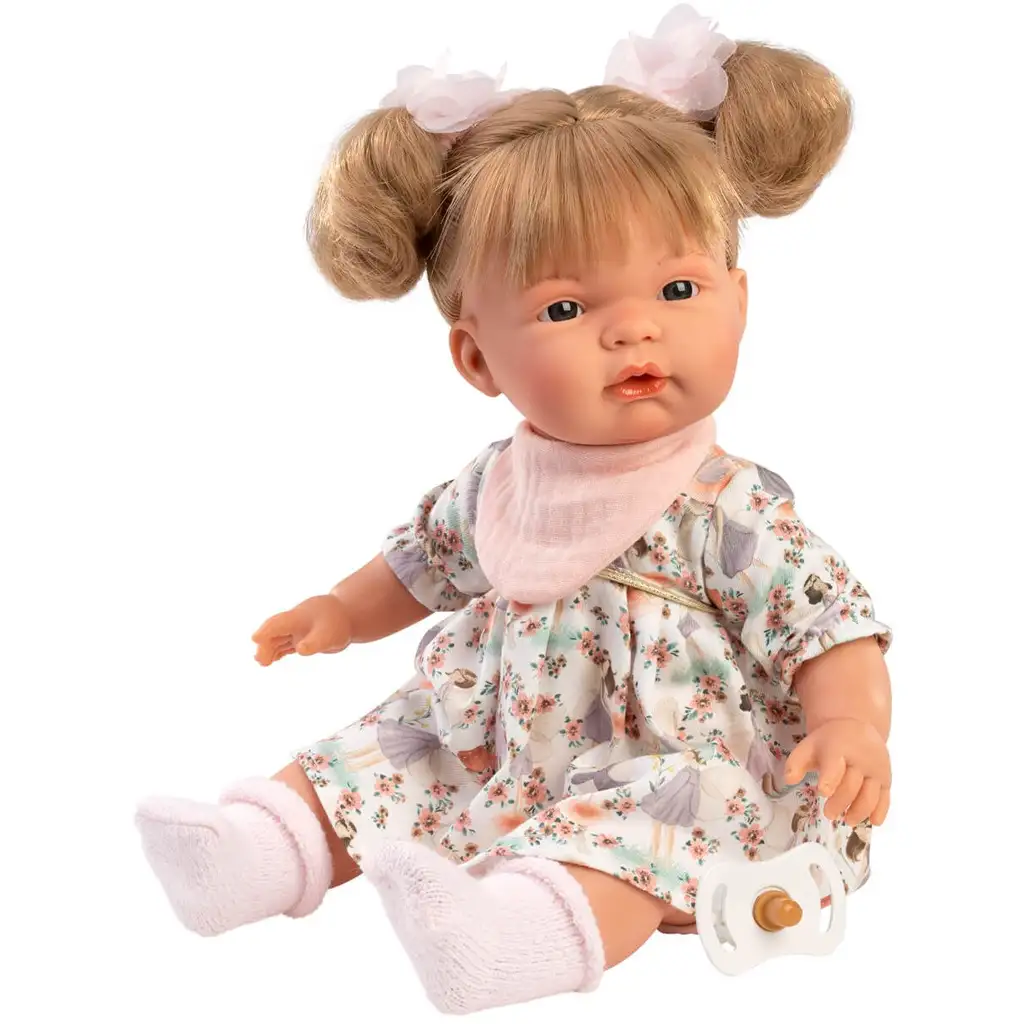 imagen de Llorens: Joelle muñeca llorona de 38 cm con chupete en vestido de verano 3