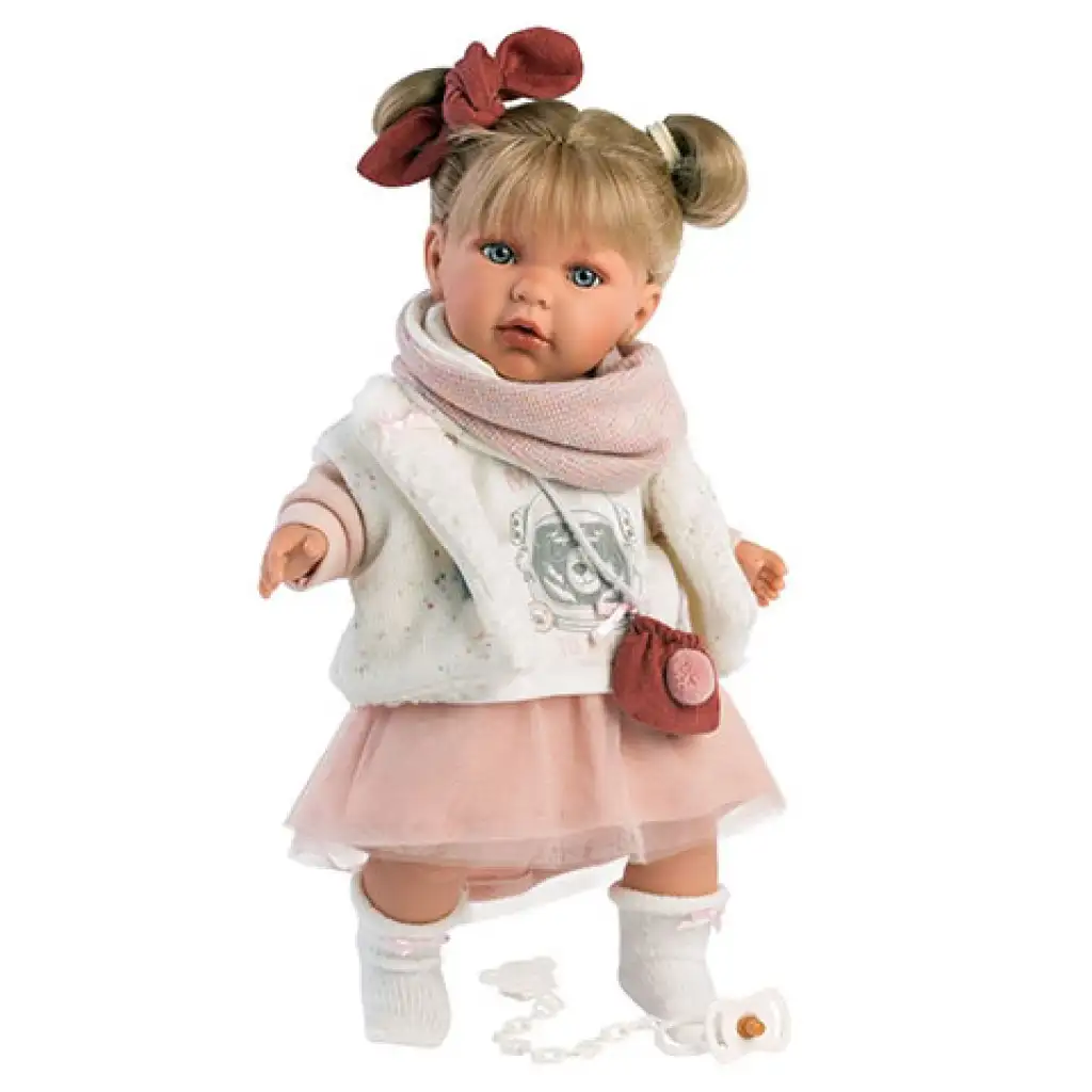 imagen de Llorens: Julia muñeca llorona con chaleco de 42cm 1