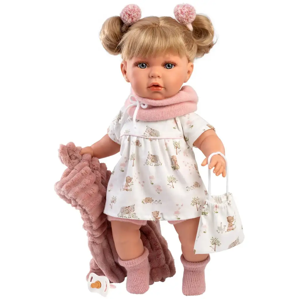 imagen de Llorens: Júlia muñeca llorona de 42 cm con chupete en abrigo rosa 2