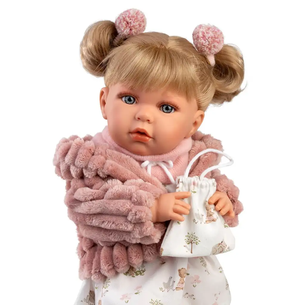 imagen de Llorens: Júlia muñeca llorona de 42 cm con chupete en abrigo rosa 4