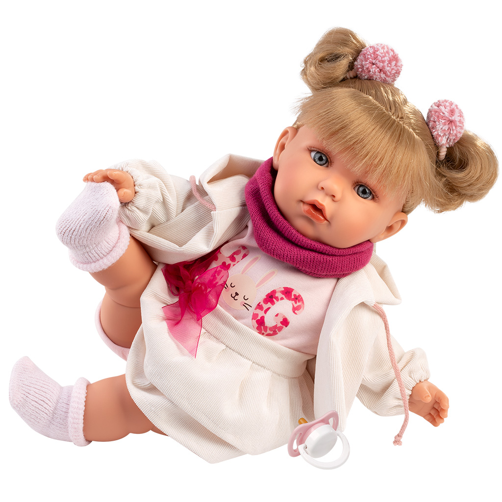 imagen de Llorens: Júlia muñeca llorona de 42 cm con chupete y falda con lazo 3