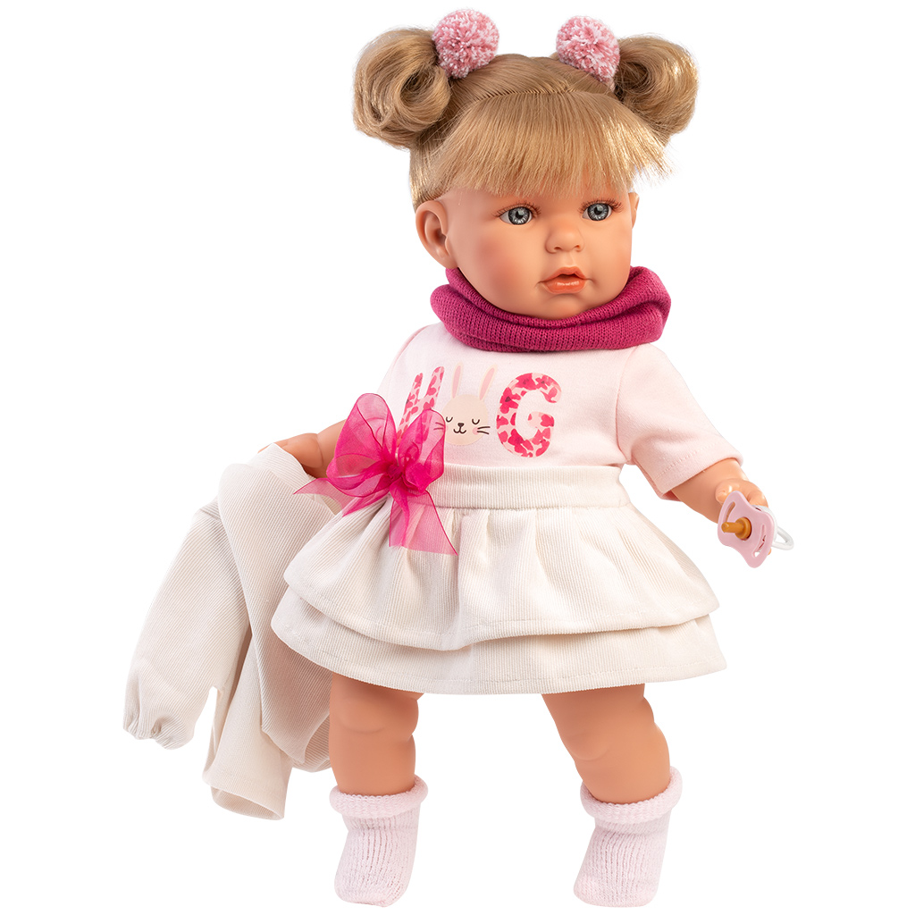 imagen de Llorens: Júlia muñeca llorona de 42 cm con chupete y falda con lazo 1