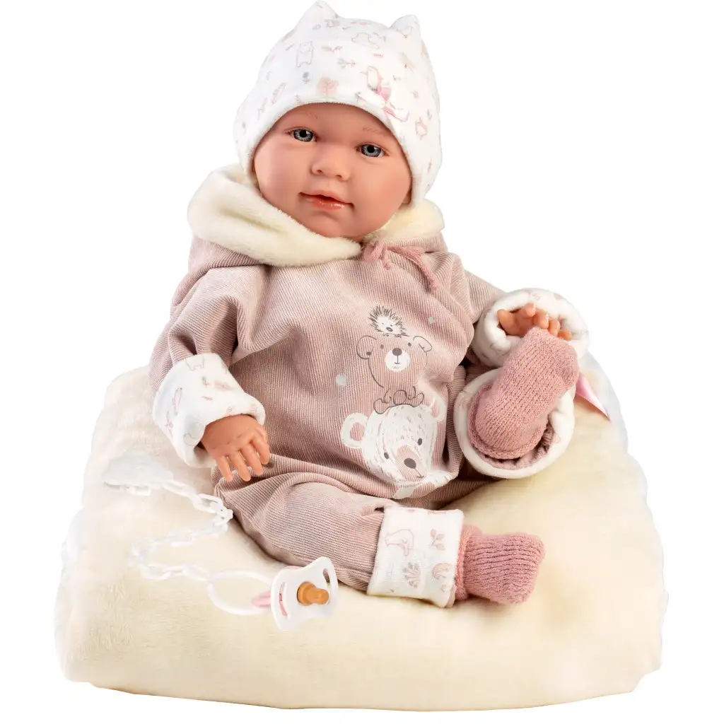 imagen de Llorens: Lala muñeca de 42 cm con sonido en ropa de osito, con cuna 2