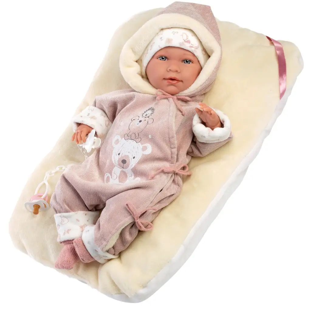 imagen de Llorens: Lala muñeca de 42 cm con sonido en ropa de osito, con cuna 1