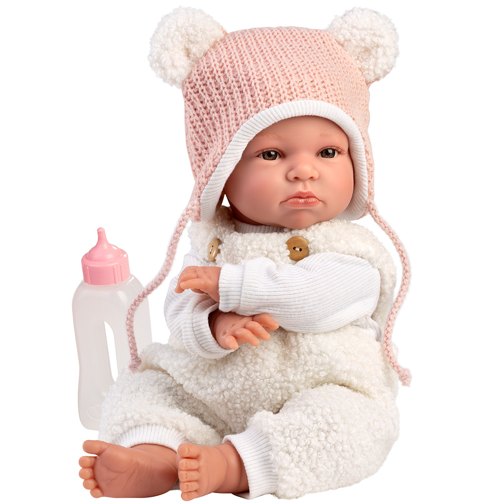 imagen de Llorens: Lara muñeca llorona de 38 cm con gorro de orejas de oso 1