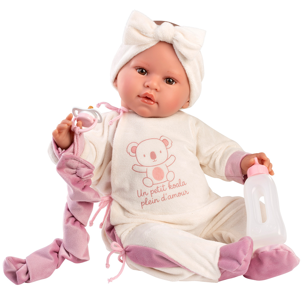 imagen de Llorens: Lea muñeca llorona de 45 cm con chupete en un pijama de koala 1
