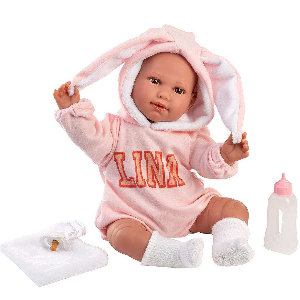 imagen de Llorens: Lina muñeca llorona de 45 cm con ropa de conejito 2