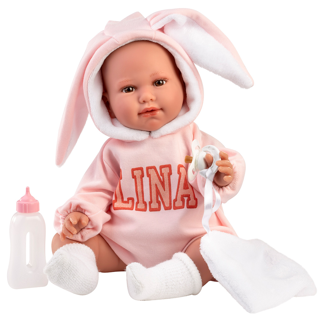 imagen de Llorens: Lina muñeca llorona de 45 cm con ropa de conejito 1