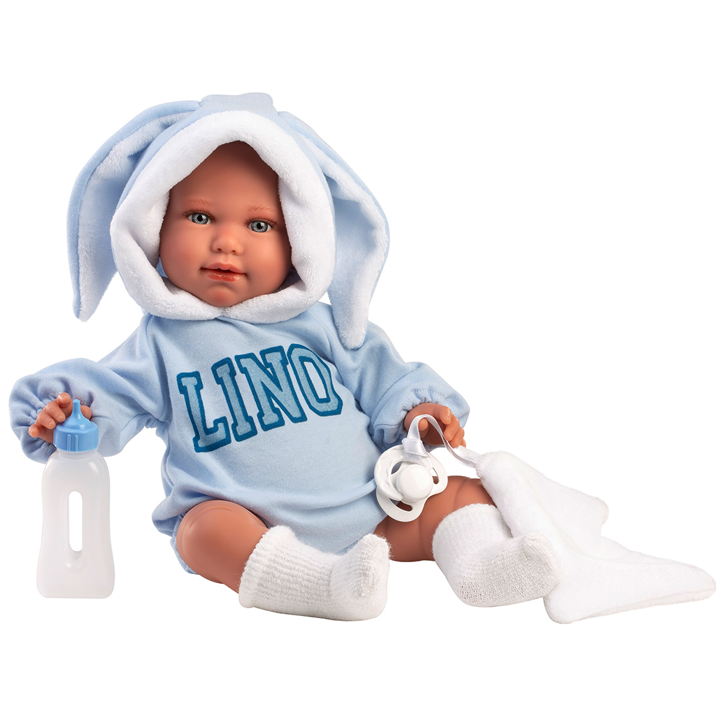 imagen de Llorens: Lino muñeca llorona de 45 cm con orejas de conejo en ropa de bebé 2