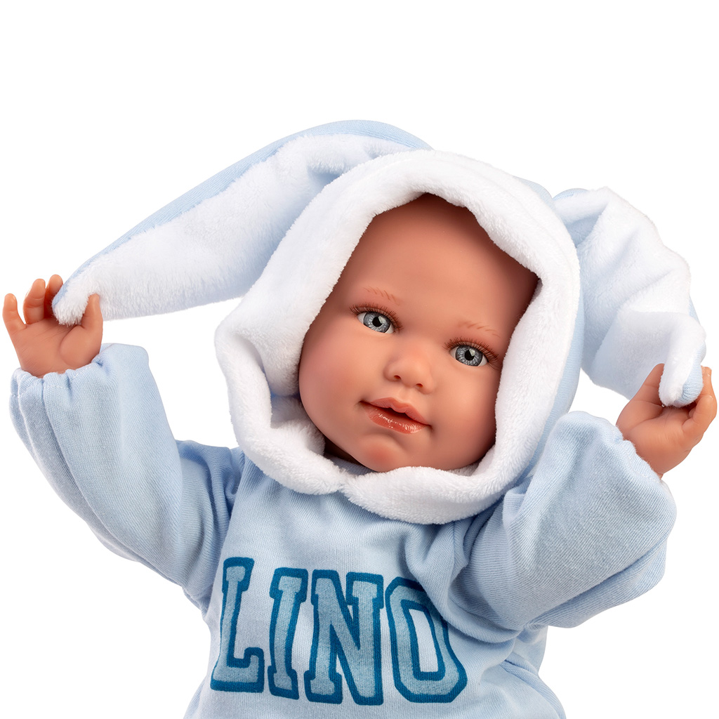 imagen de Llorens: Lino muñeca llorona de 45 cm con orejas de conejo en ropa de bebé 4