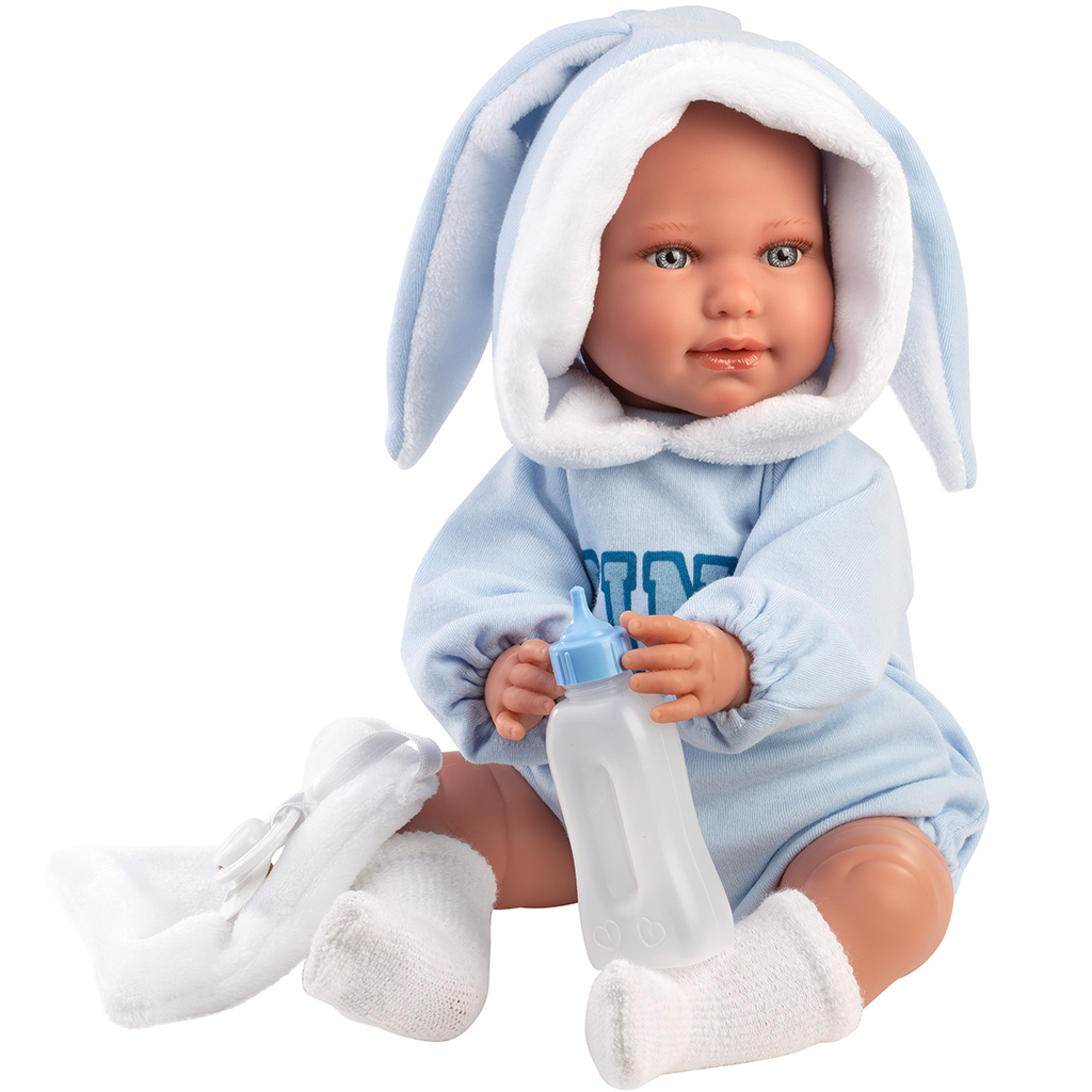 imagen de Llorens: Lino muñeca llorona de 45 cm con orejas de conejo en ropa de bebé 1