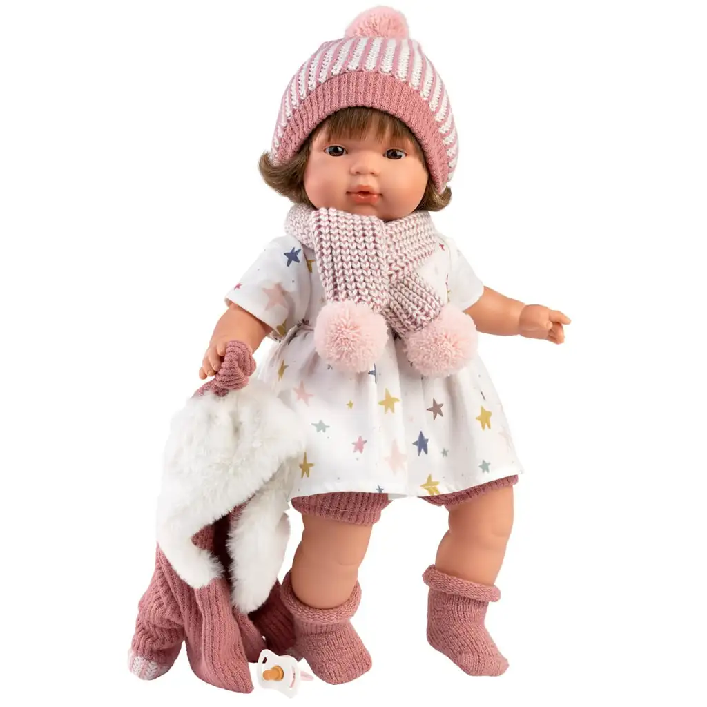 imagen de Llorens: Lola muñeca llorona de 38 cm con chupete y gorro de punto 2