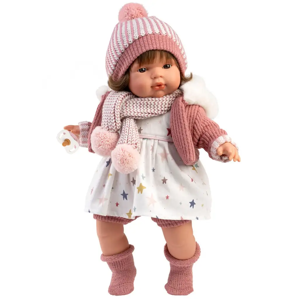 imagen de Llorens: Lola muñeca llorona de 38 cm con chupete y gorro de punto 1