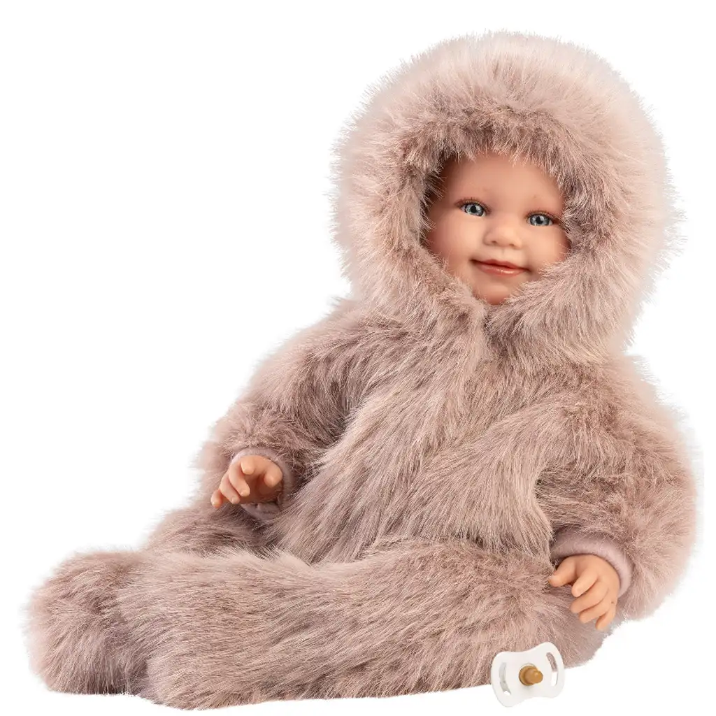 imagen de Llorens: Luka muñeca sonriente de 45 cm con chupete en abrigo de terciopelo 1
