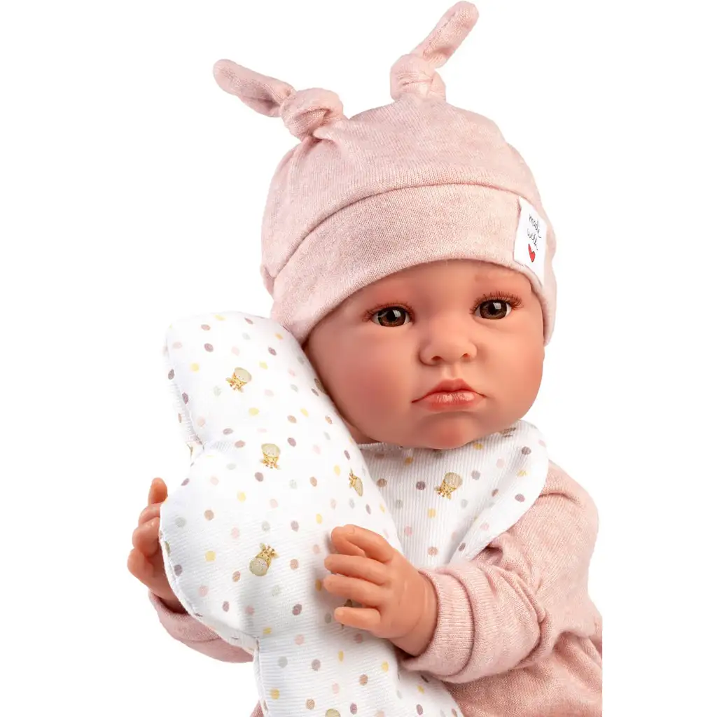 imagen de Llorens: Luna muñeca llorona de 45 cm con almohada de lunares 2