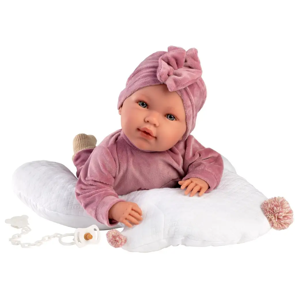 imagen de Llorens: Mimi Llorana muñeca de 42 cm con sonido, con un mono de osito y almohada 2