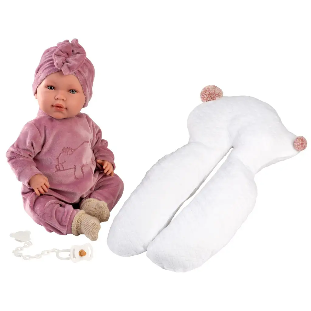 imagen de Llorens: Mimi Llorana muñeca de 42 cm con sonido, con un mono de osito y almohada 3