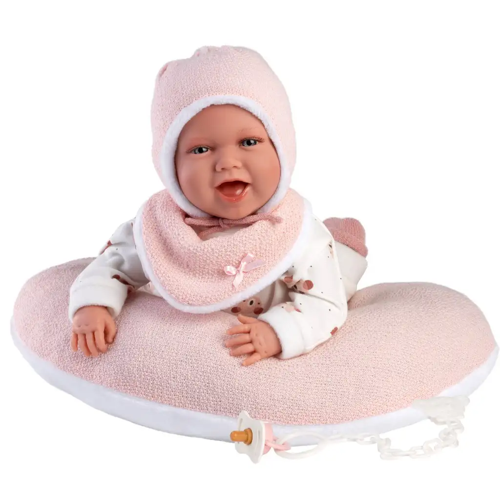 imagen de Llorens: Mimi muñeca de 42 cm con sonido, con almohada de barriga en vestido de osito 2