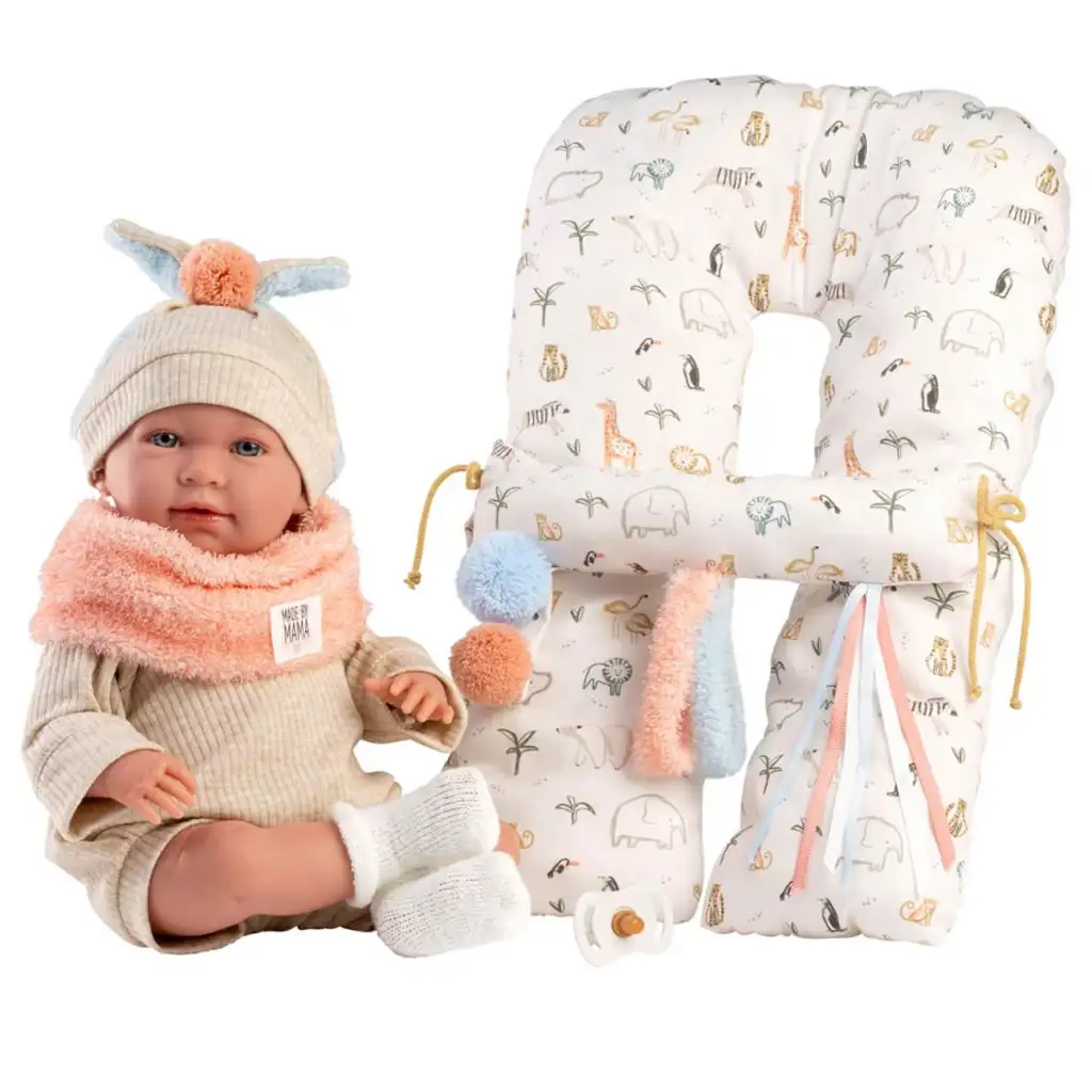 imagen de Llorens: Mimi muñeca llorona de 42 cm con gorro de orejas y almohada 2