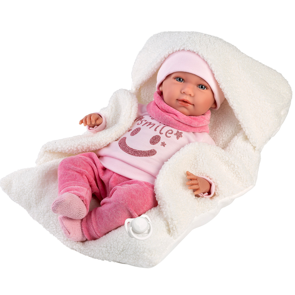 imagen de Llorens: Mimi muñeca llorona de 42 cm con portabebés blanco 1