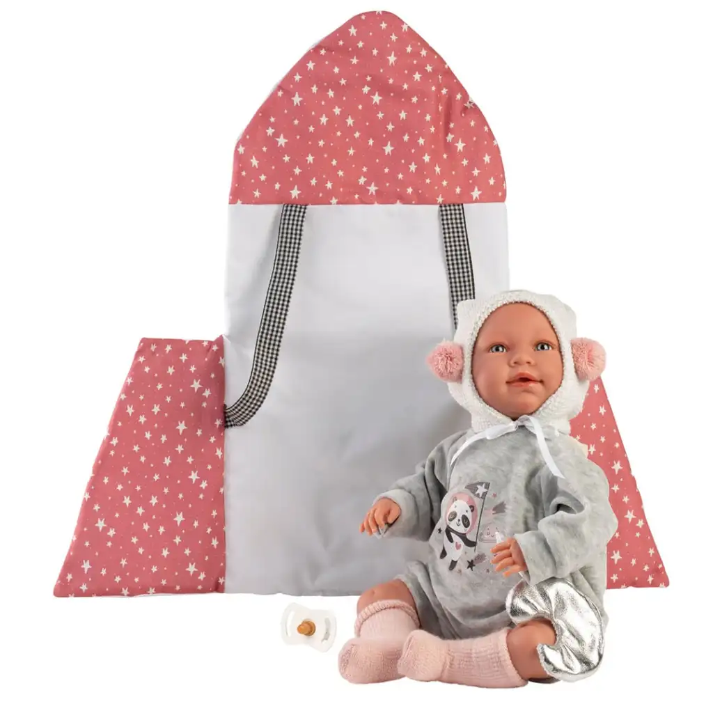 imagen de Llorens: Mimi muñeca llorona de 42 cm con portabebés de estrellas 1