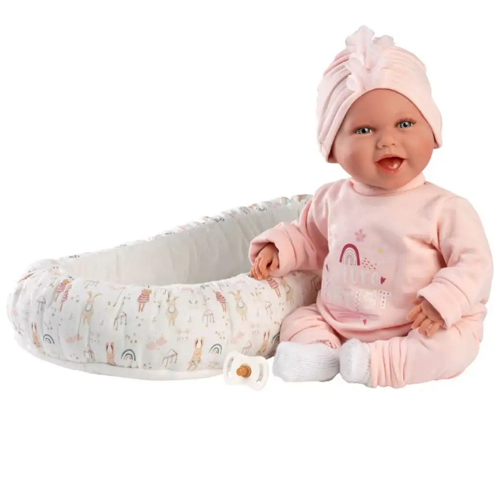 imagen de Llorens: Mimi muñeca sonriente de 42 cm con chupete y cuna 1