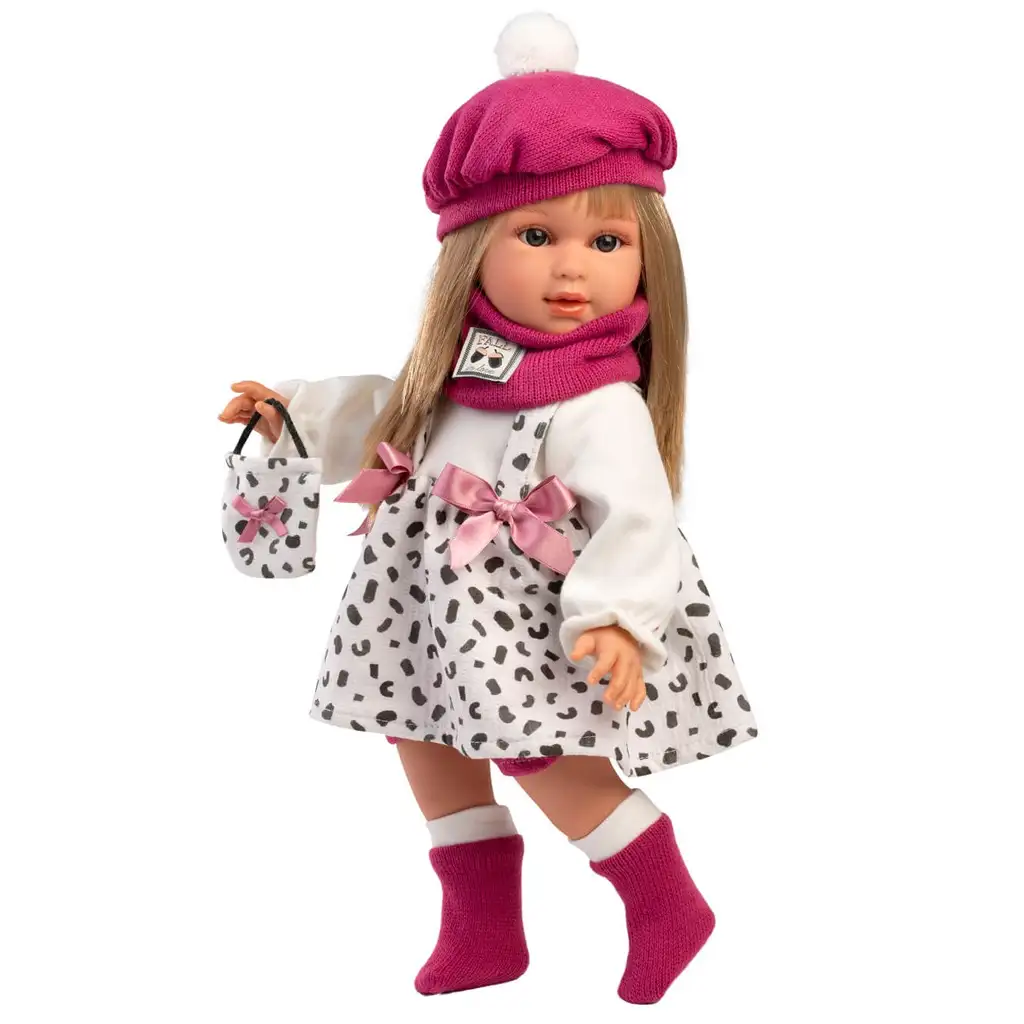 imagen de Llorens: muñeca Carla de 40 cm con gorro rosa y bolso de moda 2