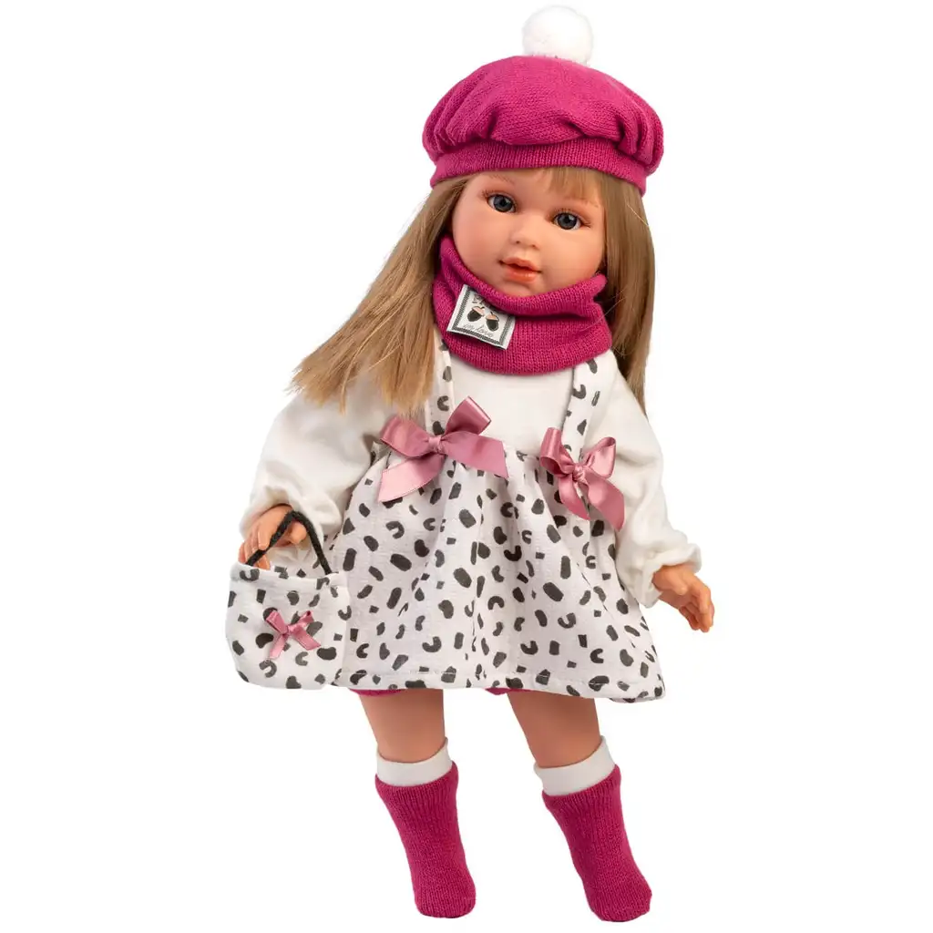 imagen de Llorens: muñeca Carla de 40 cm con gorro rosa y bolso de moda 3